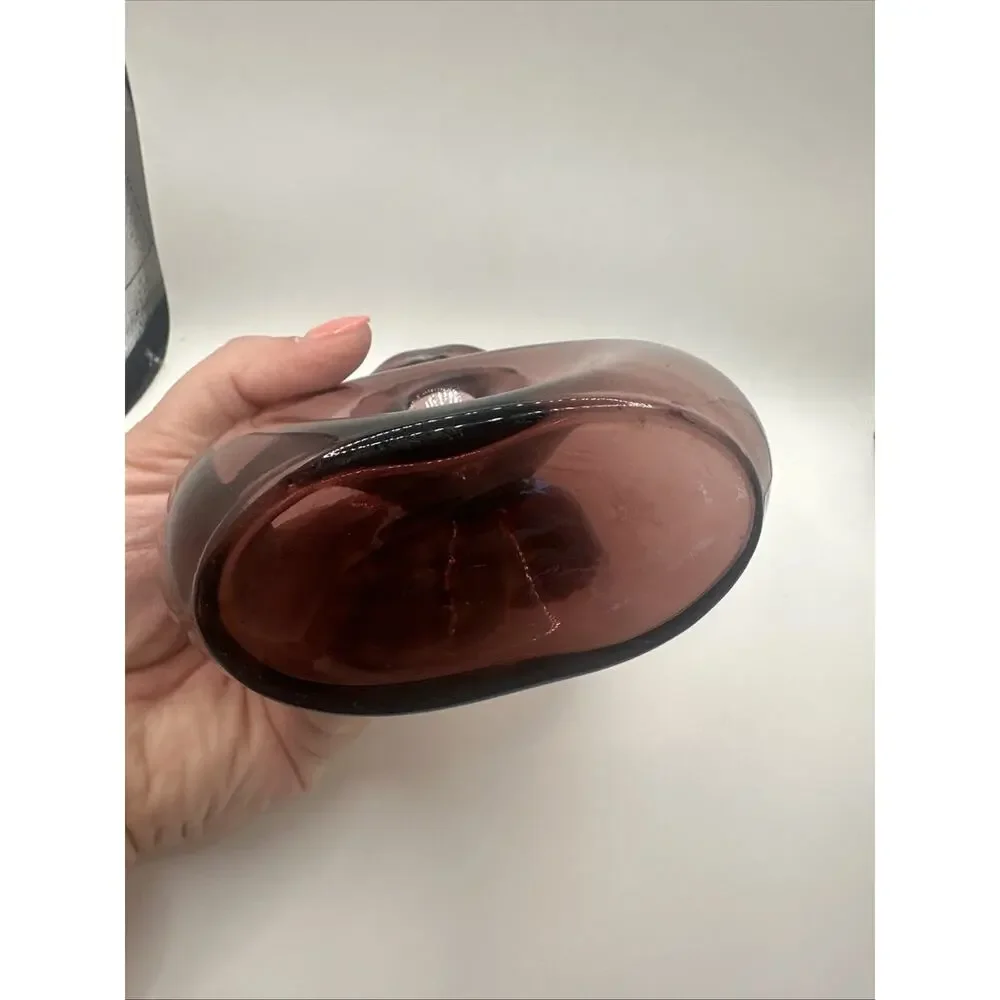 MCM Glass Purple Amethyst Doughnut Pulpit Vase / Decanter 7”